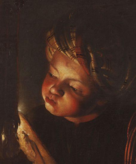 Adam de Coster, Jeune homme soufflant sur un tison, huile sur toile, Dunkerque, musée des Beaux-Arts
