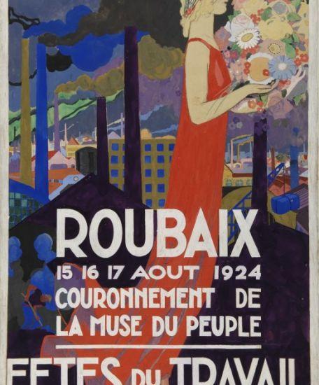 Henri Desbarbieux, Couronnement de la Muse du Peuple – Projet d’affiche pour les Fêtes du Travail de Roubaix , vers 1924