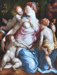 Francesco Salviati (atelier de), La Charité (détail), 16e siècle. Huile sur bois. La Fère, musée Jeanne d’Aboville Francesco Salviati (atelier de), La Charité (détail), 16e siècle. Huile sur bois. La Fère, musée Jeanne d’Aboville